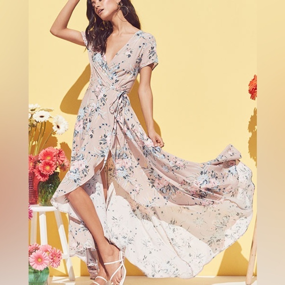 AUGUSTE SCARLETT WRAP MAXI DRESS